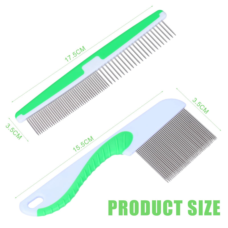 2 Packs Flea Lice Comb Dog Comb Cat Comb Pet Comb Stainless Steel Dog Grooming Comb Dog Combs,Pet Hair Comb for Dogs, Cats And Pets(Green) - BeesActive Australia