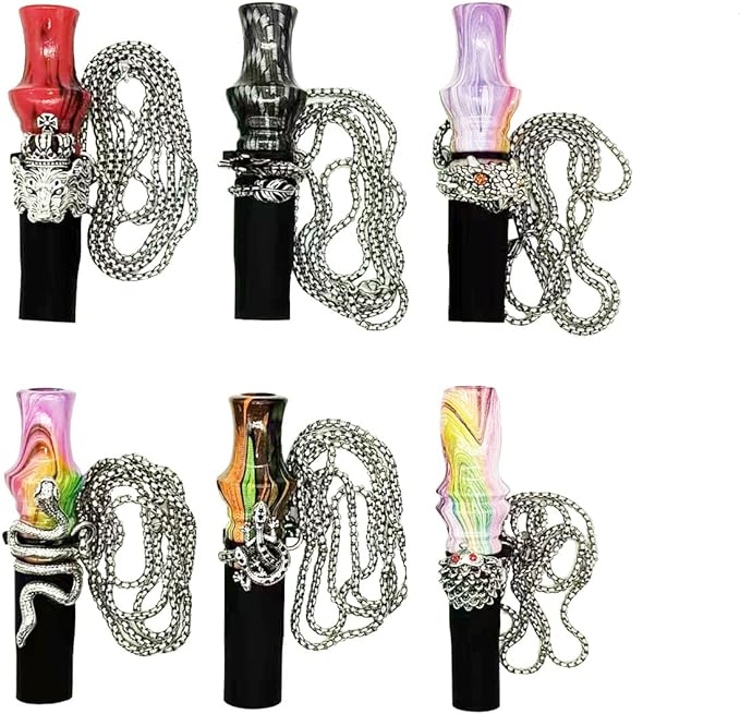 Shisha Mouthpiece Stainless Steel Chain Strap Shisha Mouth Tips Reusable Water Mouthpiece with Silicone Resin Water Pipe Mouthpiece Shisha Hose (Color: Black) - BeesActive Australia