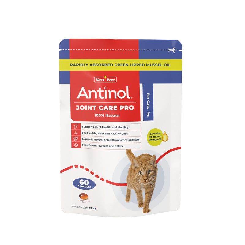 Antinol Joint Care Pro for Cats - Natural Joint Supplement for Cats - With Green Lipped Mussels, Omega 3 & Vit E (60 Capsules) 60 Capsules