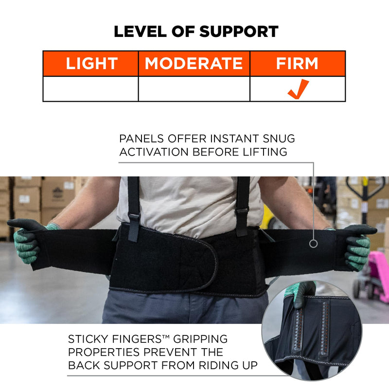 Ergodyne ProFlex 2000SF Back Support Brace, 8.5" Spandex, V-Shape Design and Patented Stays for Added Support, Large,Black 11284