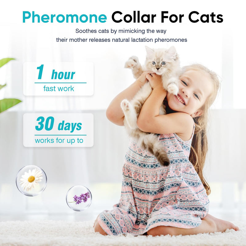 Calming Collar for Cats 6 Pack Cat Calming Pheromones Collar Stress and Anxiety Relief for 30 Days Pheromone Collars Adjustable Calm Care Products Anti Aggression Stop Meowing Relaxer for Cats in Heat Black