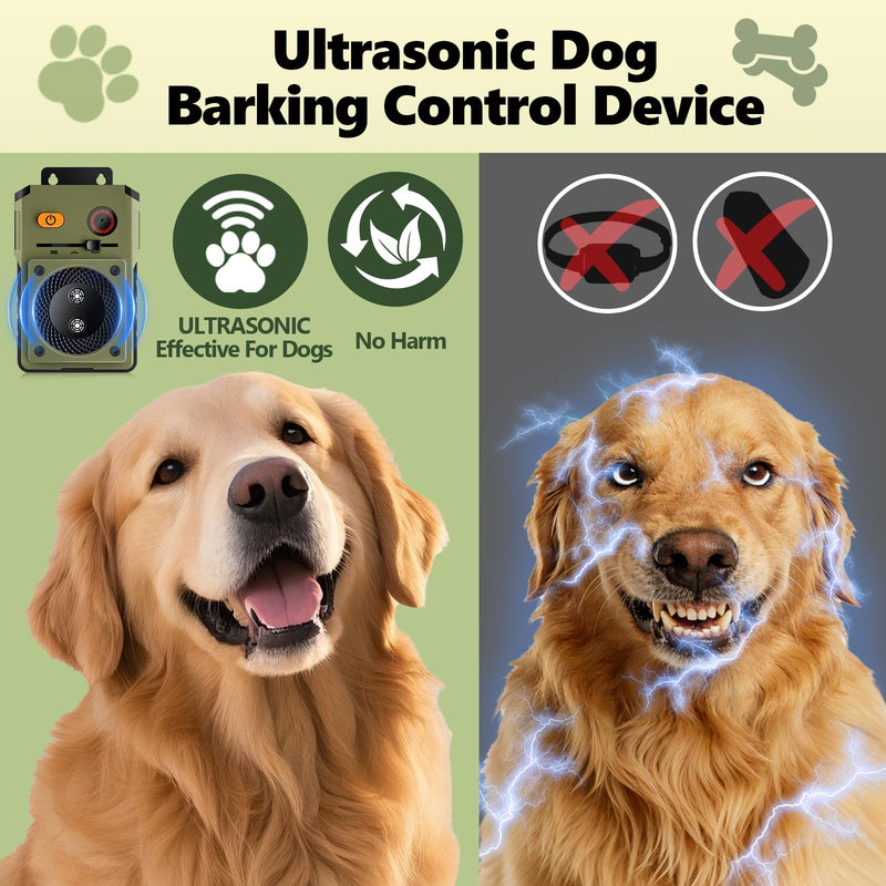 WubbaNub Anti Barking Devices, Auto Barking Control Devices with 3 Modes, Ultrasonic Dog Bark Box Barking Deterrent Devices, 50Ft Effective Rechargeable Ultrasonic Dog Control Devices 1pcs Green
