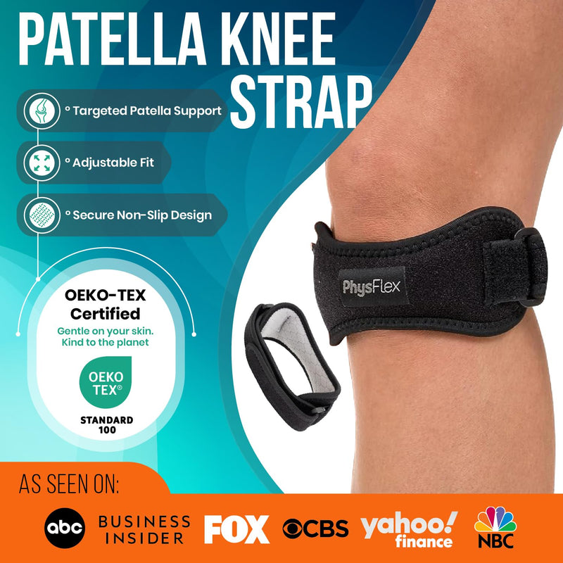 2 Pack Patella Knee Brace - Knee Support and Pain Relief, Running, Hiking, Basketball, Jumpers Knee, Tendonitis, Adjustable Strap Patellar Tendon Stabilizer Black (Pack Of 2) - BeesActive Australia