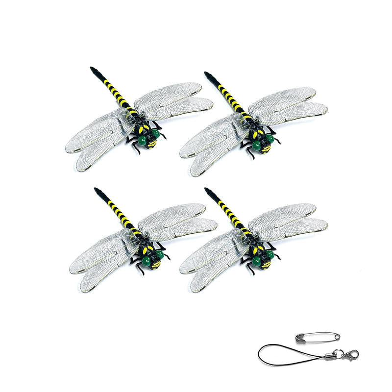4PCS Dragonfly Clip, 3D Fake Dragonfly Clips to Keep B ugs Away,Artificial Dragon Fly for Deer and Horse,Fly Scare Devices for Indoor Outdoor