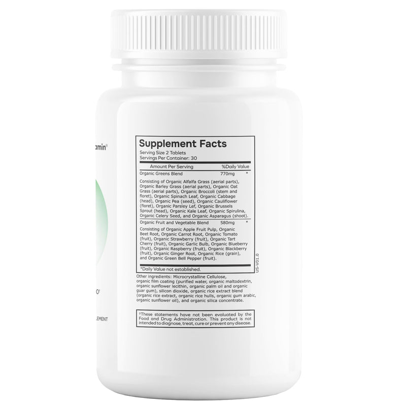 envitamin Green Fuel Organic Greens Tablets - Organic Greens, Fruit and Vegetable Blend