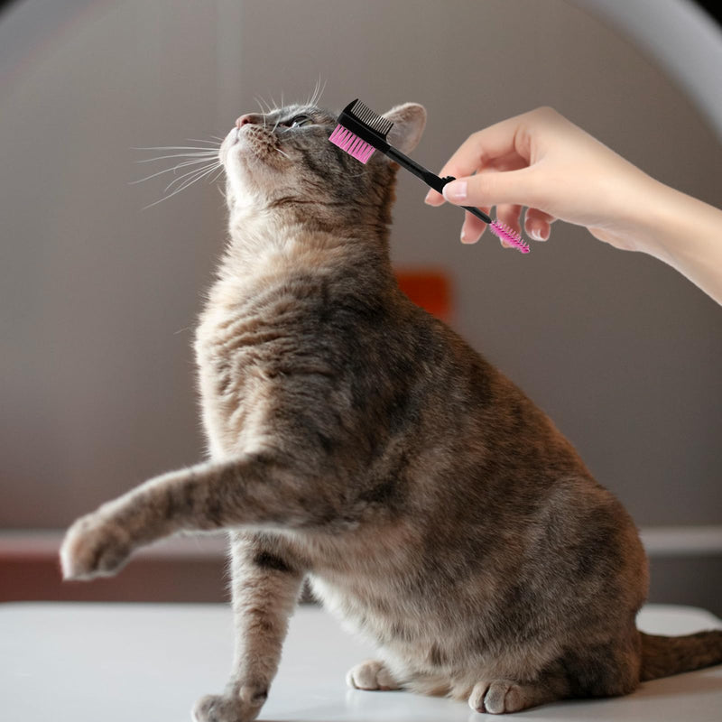 3 Pcs Dog Tear Stain Comb, Dog Face Comb, Dog Eye Brush, Tear Stain Comb for Small Dogs, Pet Tear Marks Brush, Pets Eye Cleaning Combs, Removing Crust Mucus and Flea Pink - BeesActive Australia