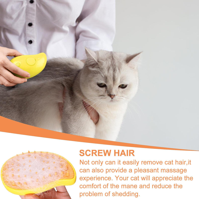 GOMETY Steamy Cat Brush, 3-in-1 Cat Steamy Brush, Cat Brush with Steam, Cat Brush with Water Tank, Cat Brush Long Hair Cat Brush Short Hair Spray Cat Brush for Cats (Yellow) - BeesActive Australia