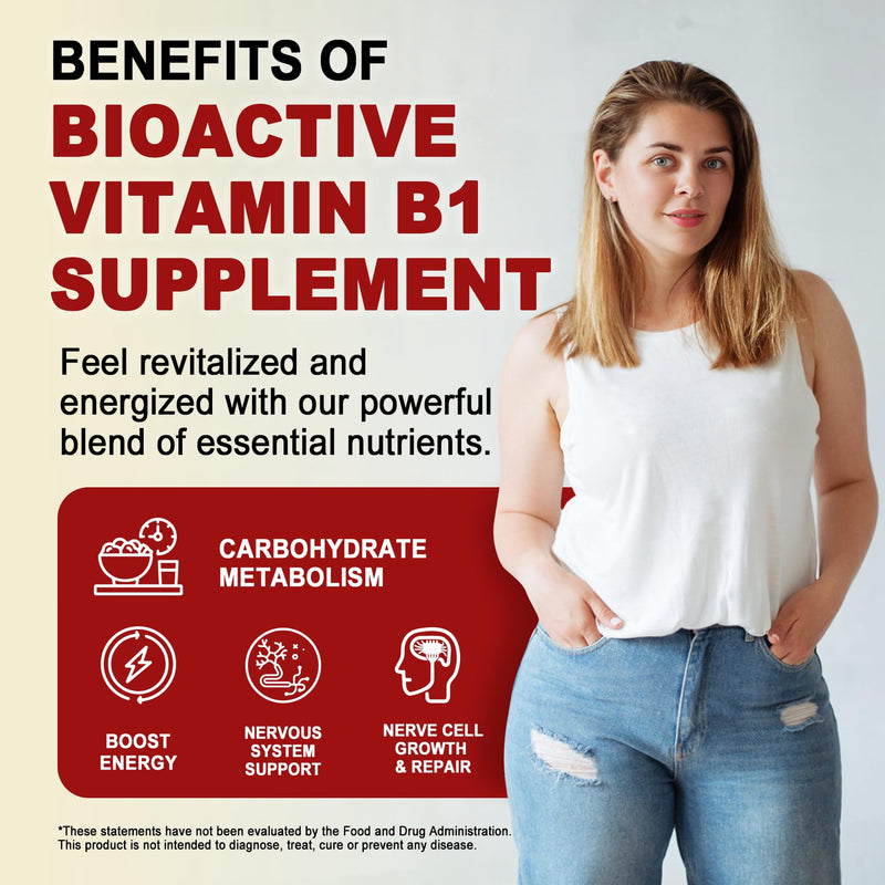 Vitamin B1 Benfotiamine Gummies 500mg – B1 B6 B12 Vitamins & Magnesium | Energy Metabolism, Healthy Nervous System | Chewable B Complex for Adults & Kids | Vegan, Sugar Free, 60 Ct 60 Count (Pack of 1)