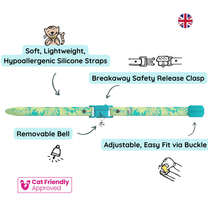 Botanicals Jungle Cat Collar. Award Winning. Hypoallergenic, Quick Release Breakaway, Comfy & Soft. Vet Approved. Other Styles Available Adult - BeesActive Australia