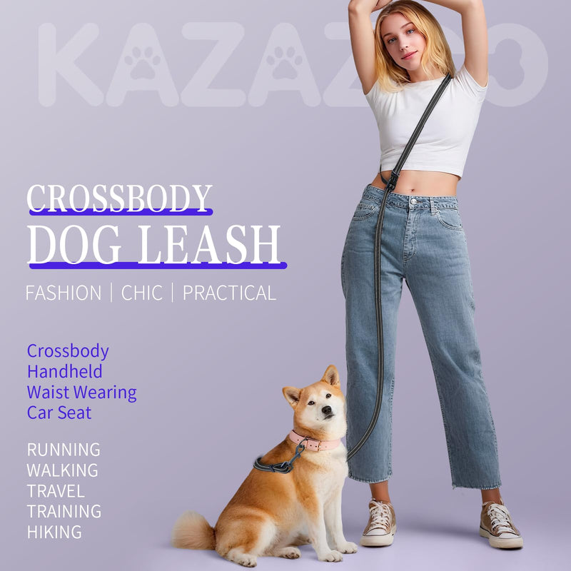 Kazazoo Hands-Free Dog Leash Adjustable Length 5-8Ft, Waist for Dog Walking, Running for Small &Medium Dogs with Reflective Strips, Ballistic Nylon, Waist Belt, Lightweight Black M - BeesActive Australia