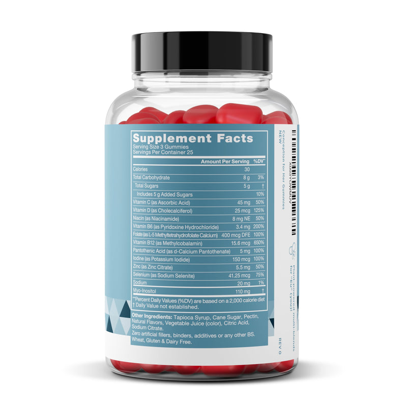 Conception for Her Fertility Gummies - Fertility Supplements for Women with Myo Inositol, Folate & more Essential Nutrients - Delicious Juicy Strawberry Hormone Balance Vitamins, 75 ct Pectin Gummies