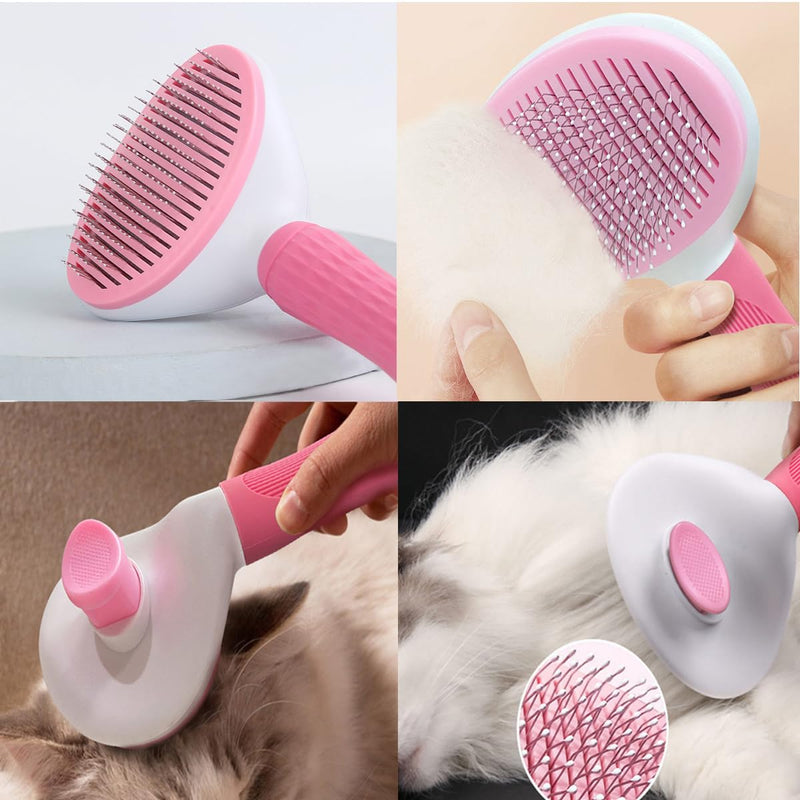 Dog Bath Supplies, Dogs Shampoo Grooming Hair Brush，6 Pieces for Dogs and Cats, Pink (Pink) - BeesActive Australia
