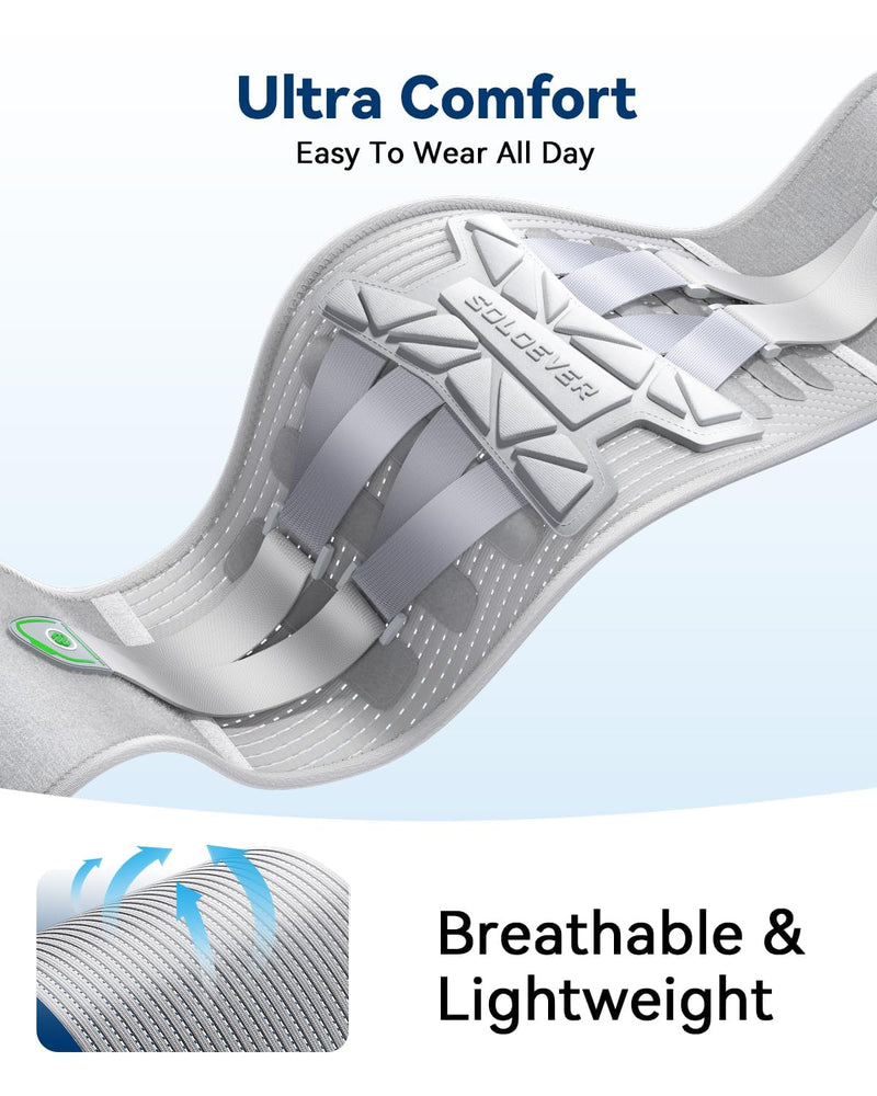 Medical-Grade Back Brace for Women Lower Back Pain Relief [Ultra Breathable & Stronger Support] Back Support Brace with Adjustable Strap System - Back Support Belt for Herniated Disc, Sciatica, Arthritis,Scoliosis Gray Large