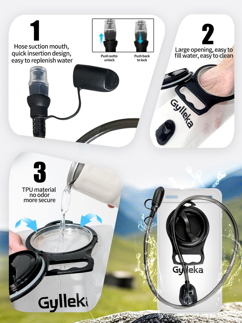 Hydration Backpack, Lightweight Breathable Reflective Pack Adjustable Chest Straps for Running, Marathons, Cycling, Hiking, Trail Vest 1.5L Water Bladder