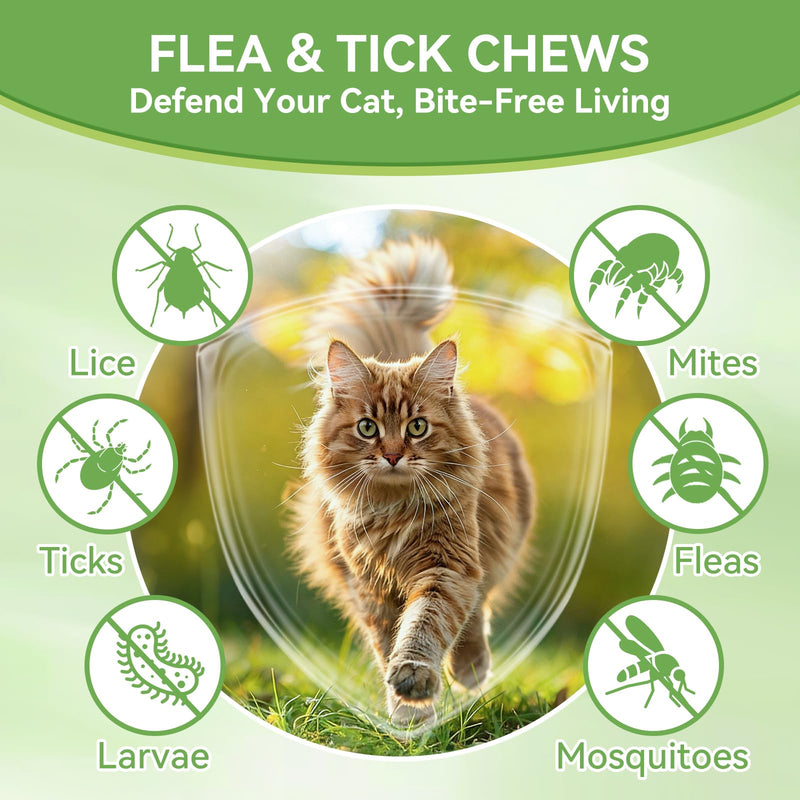 Cat Flea and Tick Chewables for Cats 230Ct, Natural Support Supplement, Flea Supplement for Cats, Flea and Tick Chews for Cats Kitten, All Breeds & Sizes, Digestive Health Chicken Flavor