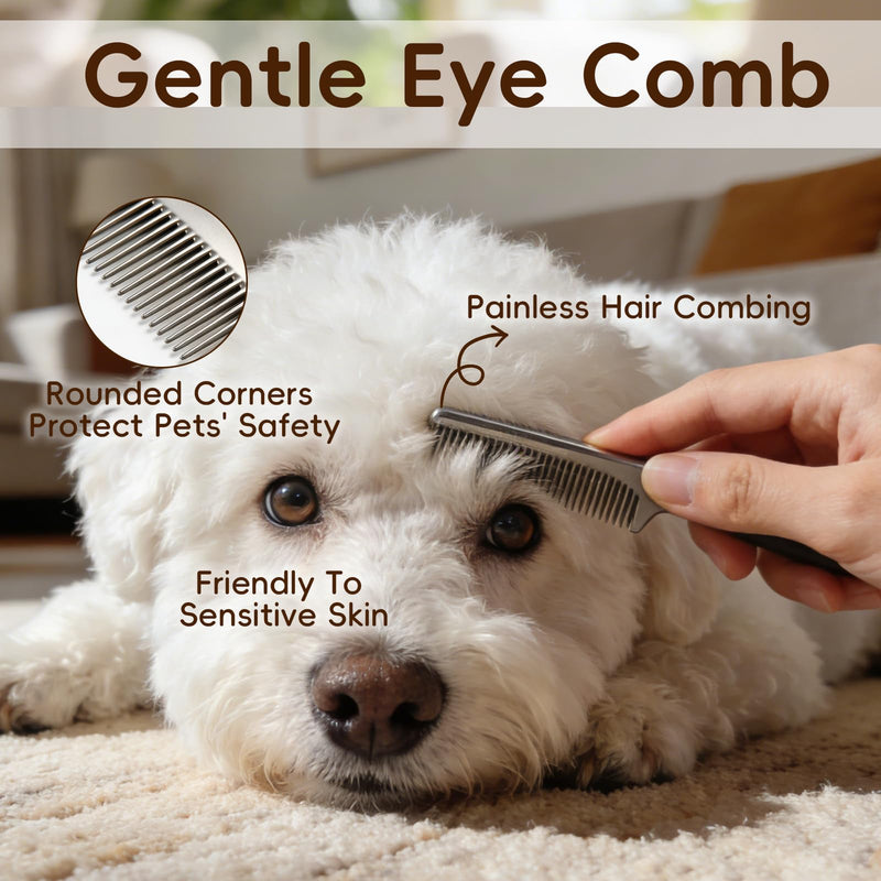 3-in-1 Tear Stain Remover Kit – Natural Eye Balm for Dogs & Cats, Professional Eye Crust Remover for White Fur Maltese & Shih Tzu, Safe if Licked, 1oz