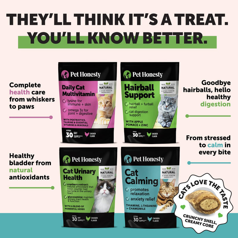 Cat Urinary & Hairball Support Virtual Bundle – Urinary Tract Health Chews + Hairball Support Chews, 30 Day Supply Each
