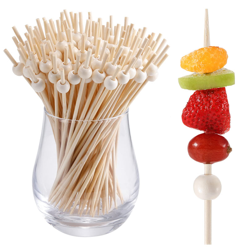 200 Pcs Cocktail Picks, 4.7 Inch Toothpicks for Appetizers, Bamboo Cocktail Sticks Skewers for Drinks, Desserts, Charcuterie, Wedding Party Fancy Toothpicks, Natural Pearl Mini Food Picks Decorative 200 Pcs Natural - BeesActive Australia