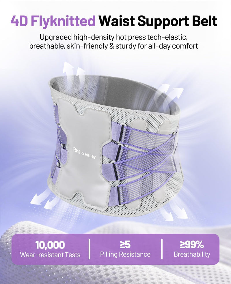Back Brace for Women, Support Brace for Lower Back Pain Relief, Adjustable Lumbar Support Belt with Lumbar Pad, Ergonomic Breathable Immediate Relief Brace for Herniated Disc Sciatica Scoliosis,M A-Purple M - BeesActive Australia