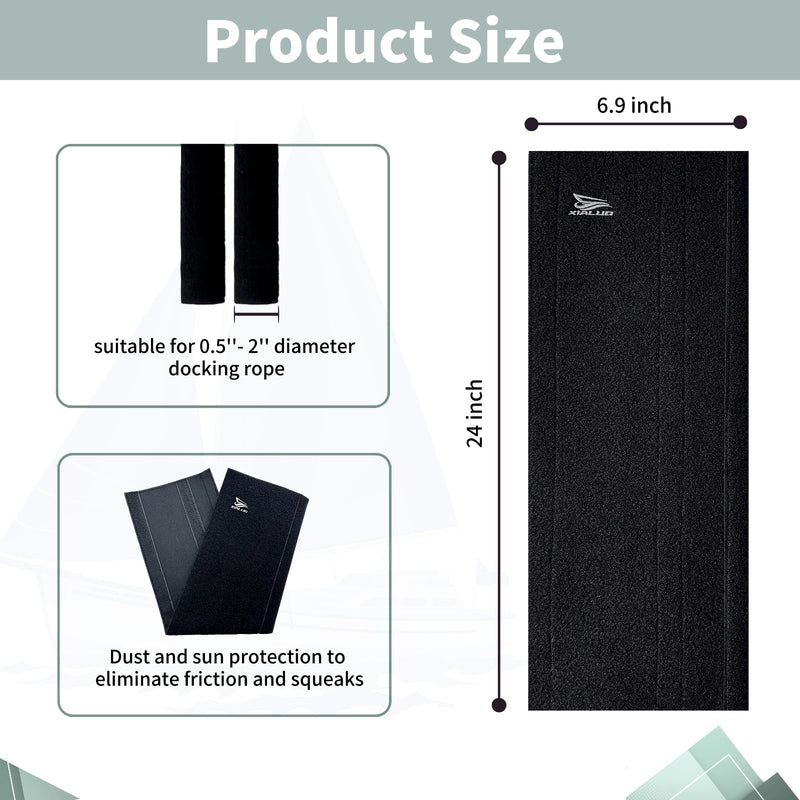 XIALUO Dock Line Chafe Guard 4 PCS 24 Inch Removable Suitable for 0.5''-2''Dock Rope Convenient and Efficient Protects Your Boat and Eliminates Boat Line Squeaking