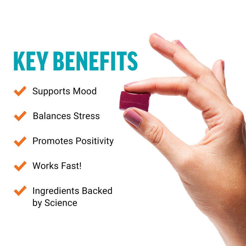 Force Factor Happy Mood, Mood Support & Balance Supplement | Support Happiness, Positivity & Stress Relief, Magnesium, Saffron, Zembrin, Non-GMO, Tropical Fruit Flavor, 30 Soft Chews 30 Count (Pack of 1)