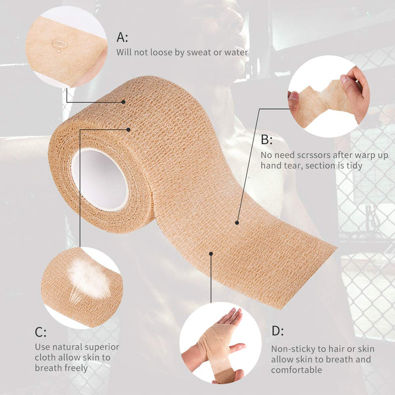 GSPCARE Self-Adhesive Bandage 7.5 cm x 4.5 m, 6 Rolls Elastic Cohesive Bandage Animal Bandage Self-Adhesive Adhesive Bandage for Swelling of Ankle Sprains on Wrist Skin Color - BeesActive Australia