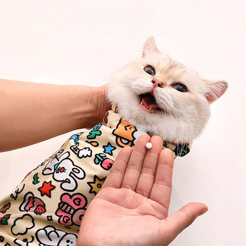Cat Wrap for Cutting Nails, Self-Adhesive Cat Grooming Wrap, Calm and Cozy Cat Swaddle Burrito Wrap, Cat Restraint for Nail Clipping, Cat Grooming Supplies L:27.5*27.5in(within 16 lbs) - BeesActive Australia