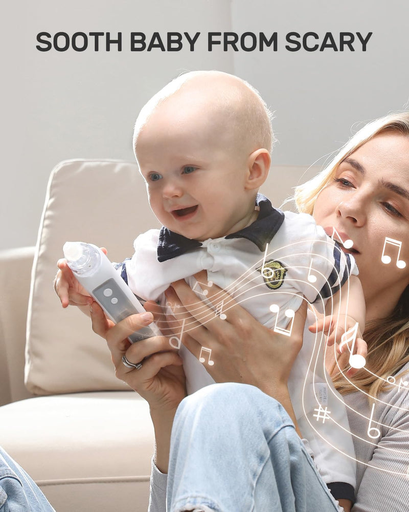 HEYVALUE Nasal Aspirator for Baby, Electric Baby Nose Sucker, Automatic Nose Cleaner with 3 Silicone Tips, Adjustable Suction Level and Music Soothing Function - BeesActive Australia