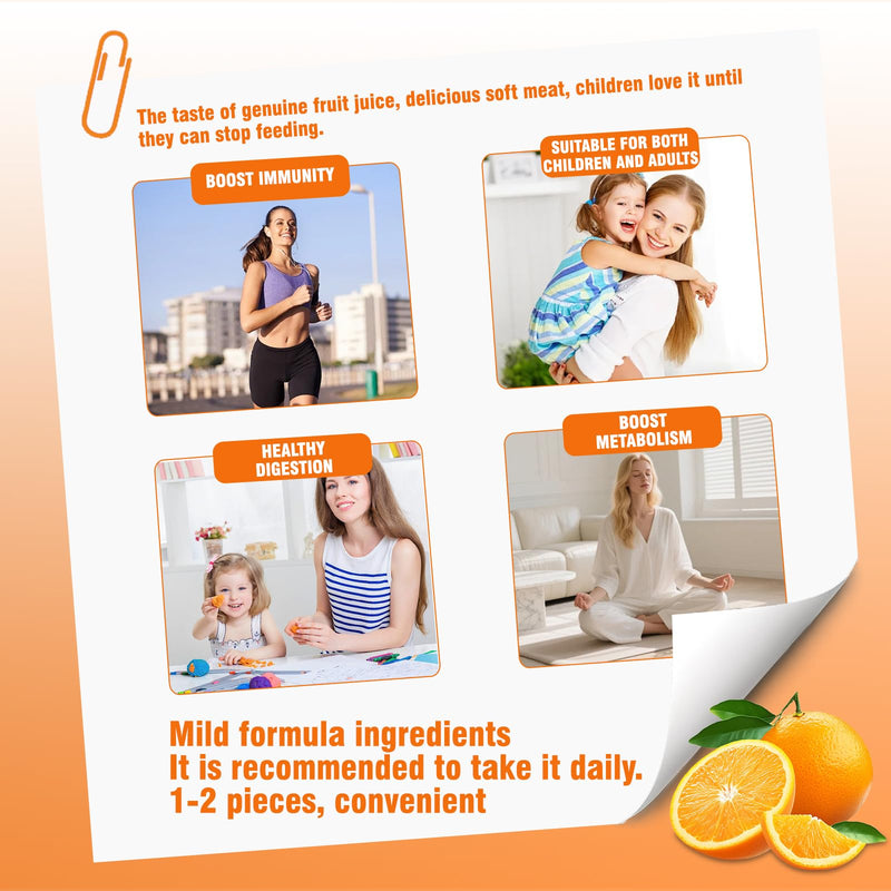 Zeolite for Kids&Adults Supports Cell Restoration,Natural Body Cleanse,Support Digestive Health,Immune System,Improves Focus,Vitamin B12, D3&C, Sugar-Free (60 Count, Orange) 60 Count (Pack of 1)