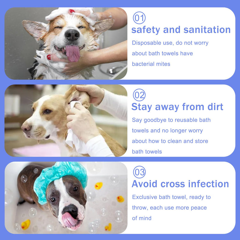 Disposable Pet Bath Towel,15 PCS Portable Pet Grooming Towels,11.8 x 21.6 inch Convenient Pet Cleaning Towel Pet Drying Towels,Absorbent Bath Towel for Small Dog Puppy Cat - PawsPlanet Australia