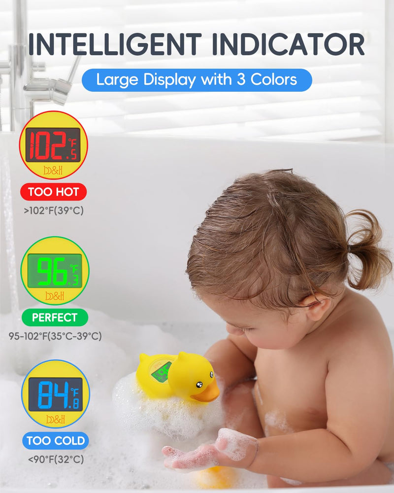 b&h Duck Rechargeable Baby Bath Thermometer - Fast Temperature Reading, Digital Water Thermometer for Bathtub and Room, Safety Infant Floating Bath Toy, Baby Bath Essentials baby duck