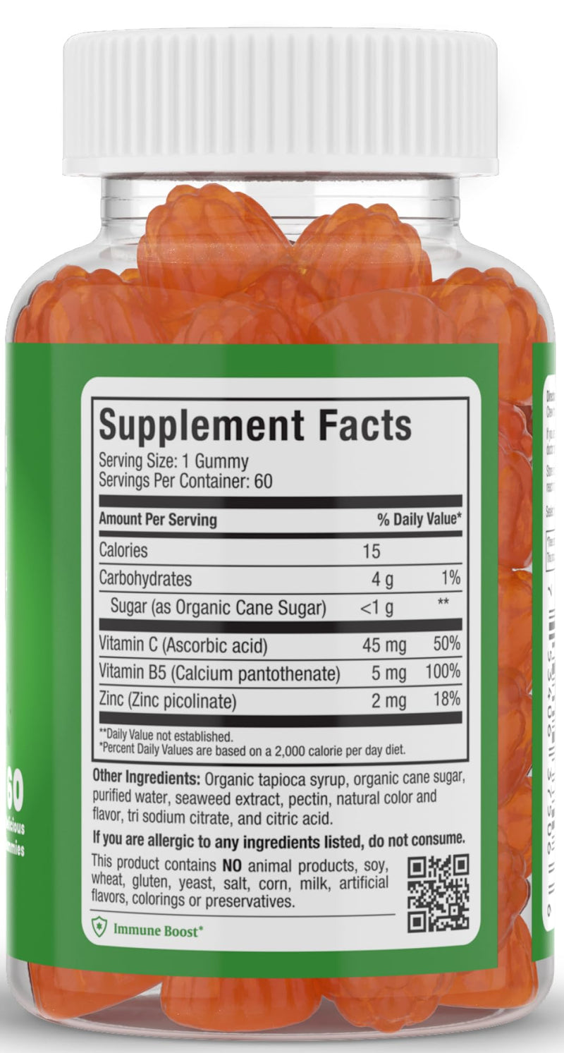 Maxi Health Vitamin C Gummies with Zinc – Vitamin C and Zinc Gummies for Kids & Adults – Immune Support + Respiratory Support – No Artificial Flavors or Preservatives Kosher – 60 Gummies | Kosher | Vitamin C Gummies for Adults & Kids with Zinc | No Art...
