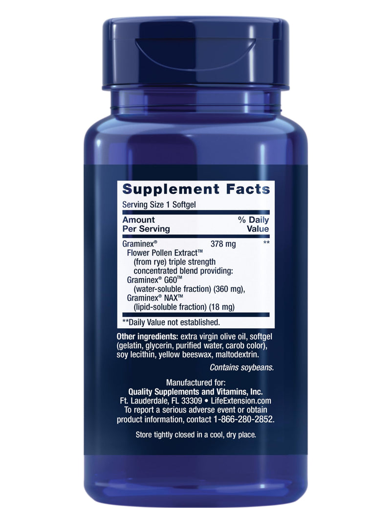 Life Extension Triple Strength ProstaPollen, 30 Softgels | Supports Prostate Health & Function, Flower Pollen Extract, Gluten-Free, 1 Daily