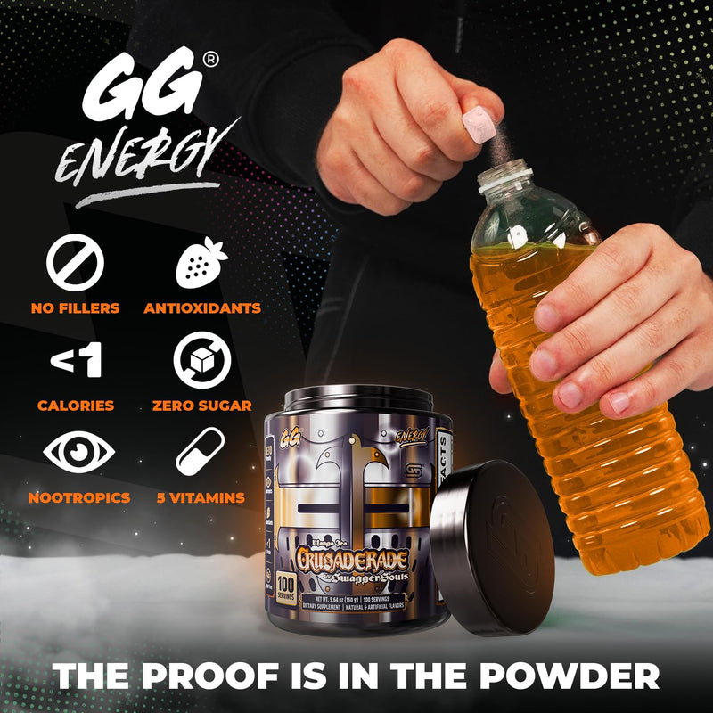 Gamer Supps GG Energy - Crusaderade by SwaggerSouls (100 Servings) - Keto Friendly Gaming Energy and Nootropic Blend, Sugar Free + Caffeine + Vitamins + Immune Support, Powder Drink
