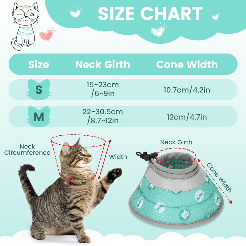 HAPPY HACHI Cat Neck Brace, Soft Adjustable Neck Brace for Cats Cat Collar After Operations and Injuries, Prevents Licking Wounds Cat Collar (Green, M) Green - BeesActive Australia