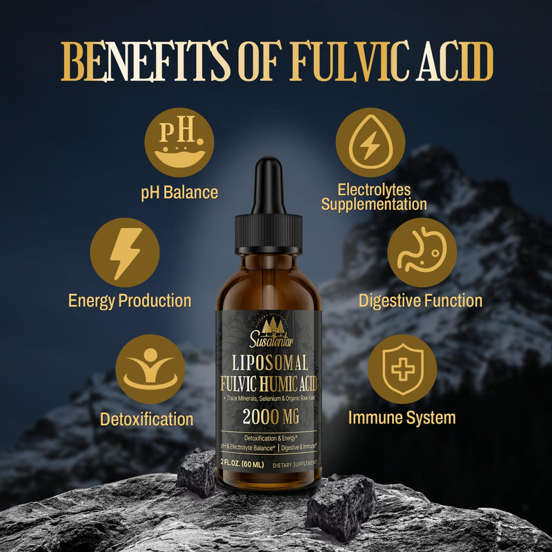 Trace Minerals Electrolytes Drops 2000 MG | Liquid Liposomal Fulvic Acid Supplement | Humic | Trace Mineral Selenium | Organic Raw Kale | Hydration | Energy | pH Balance | Digestion | Immunity | 2 Oz 2 Fl Oz (Pack of 1) - BeesActive Australia