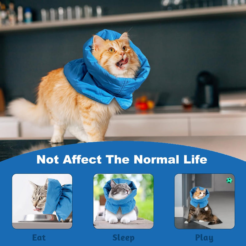 Elizabethan Collar, Post-Surgery Collar, Neck Brace Cat Protection, Adjustable Soft Cat Neck Brace, for Cats Kittens Prevents Licking Wounds (Blue, S) Blue - BeesActive Australia