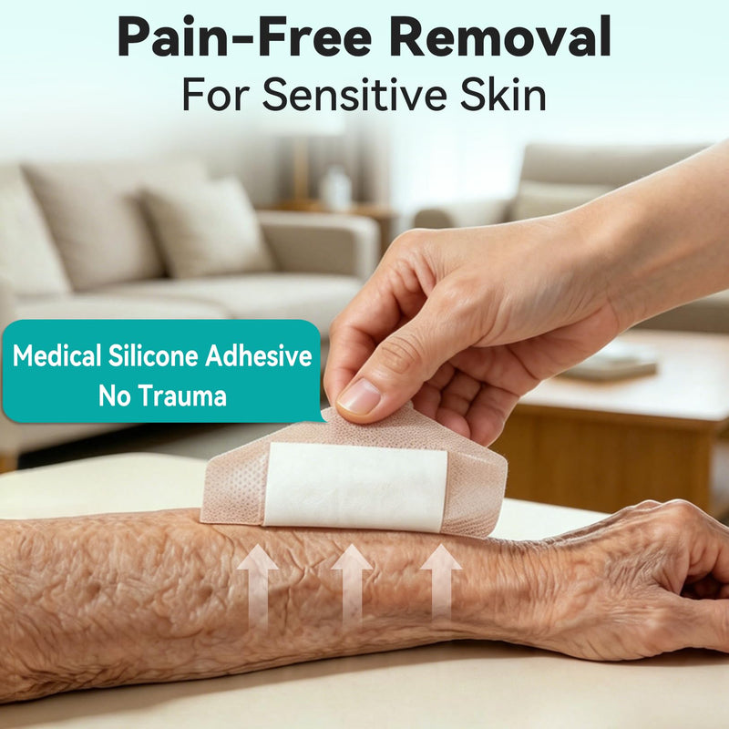 Dimora Silicone Foam Dressing 4"x4" for Wound Care Bed Sore Patches 40 Pack 4" x 4" (40 PCS)