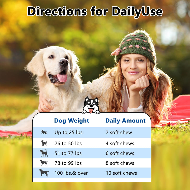 Dog Multivitamin, 40-in-1 Dog Vitamins and Supplements Chewable Contain Probiotics Omega-3 Glucosamine, Multivitamin for Dogs Skin Coat Heart Joint Liver Brain Eyes Immune Support (110ct) 110 Count