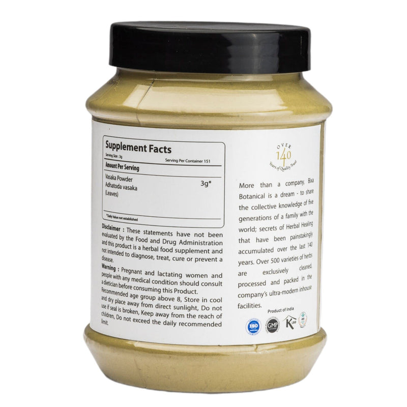 bixa BOTANICAL Vasaka Leaf Powder 1 Pound (16 Oz) (Adhatoda vasaka) | Herbal Supplement | Helps in Skin Problems | Reduce Extra Pitta (Heat) from Body - BeesActive Australia