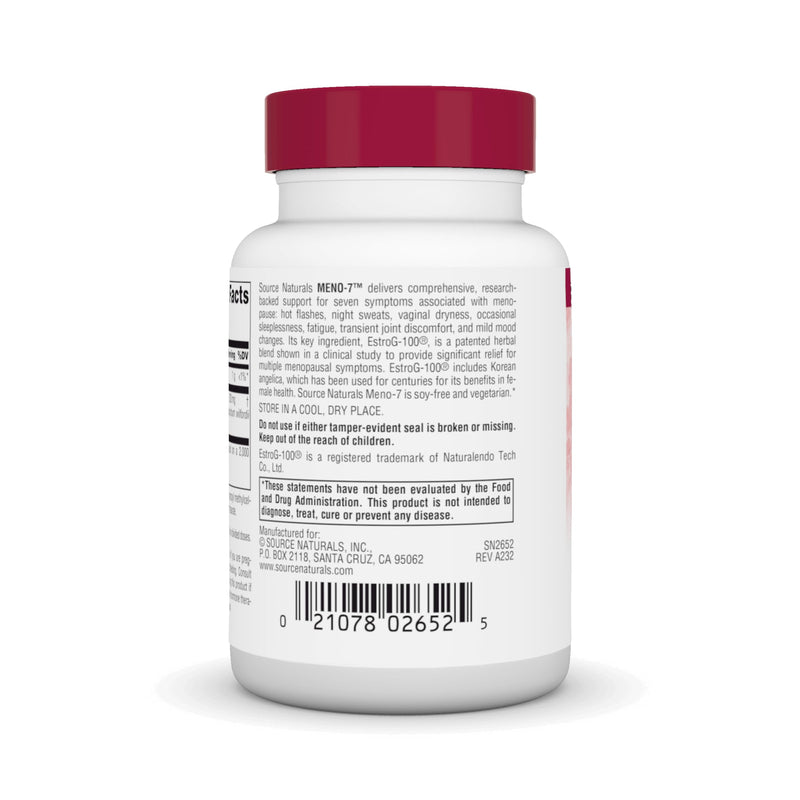 Source Naturals, Meno-7, 60 Vegetarian Capsules | Multi-Menopause Symptom Relief 60 Count (Pack of 1)