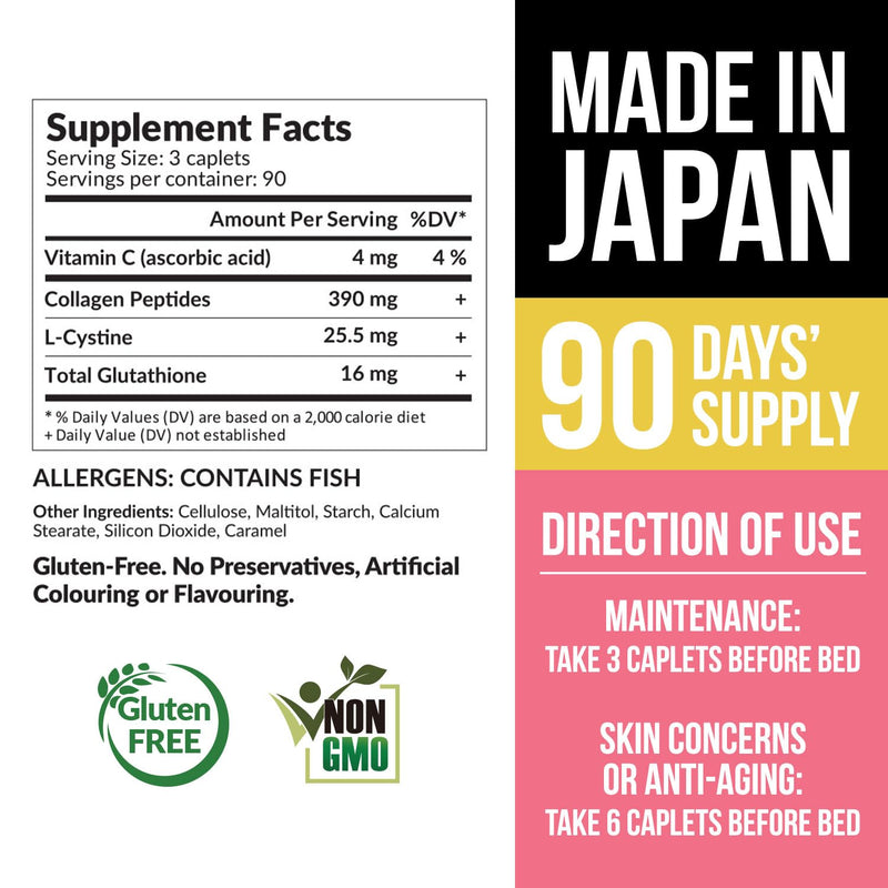 AFC Japan Collagen White Beauty Glutathione - Firm & Radiant Skin 270s | 90 days' supply, marine collagen with glutathione, 1.5x better absorption than regular collagen, Skin firmness & radiance