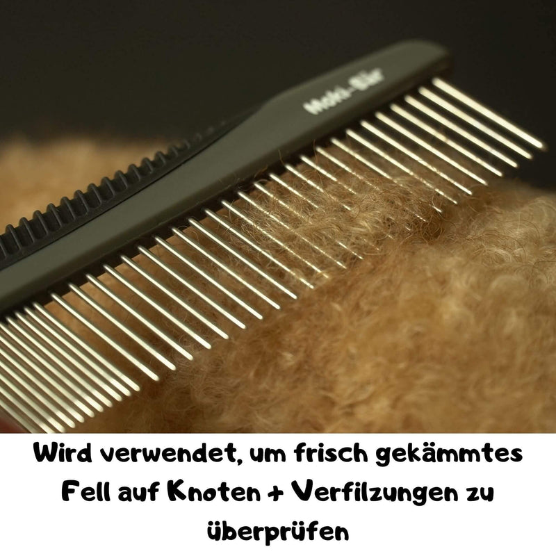 Moki Bear metal comb for dogs I Rounded pins I Can be used on both sides I Ideal for loosening knots and tangles I Aid for shearing - BeesActive Australia