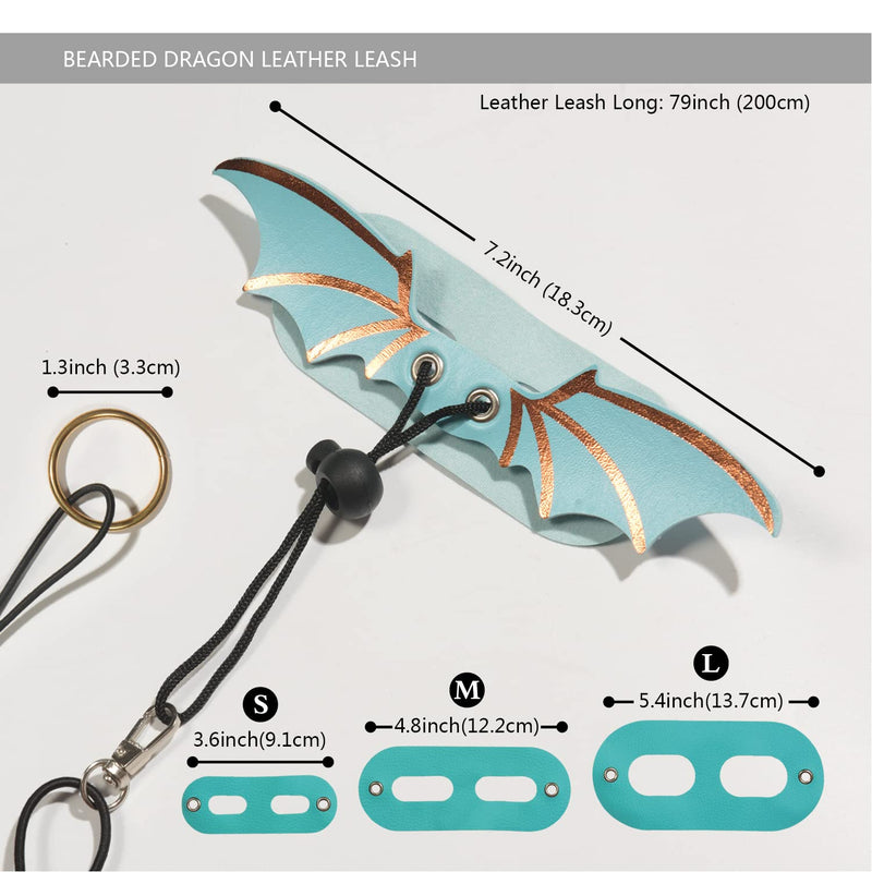 Bearded Dragon Leash and Harness Set, Beardie Blue Carrier, Lizard Adjustable Harness with Leather Wings and Sling Bag, Reptile Small Pet Backpack Batwing Accessories for Outdoor Travel Walking Rest - BeesActive Australia