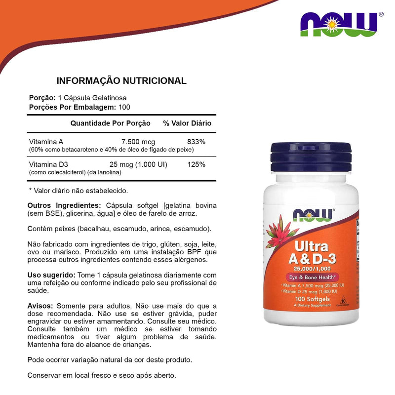 NOW Foods Ultra A & D 25000/1000 100 SGELS