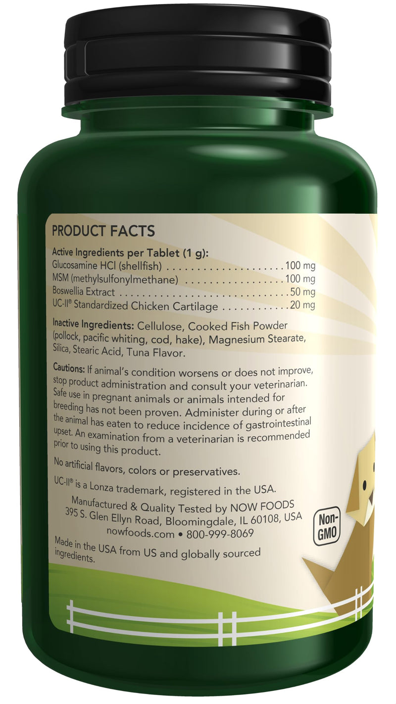 NOW Foods® Pets, UC-II® Advanced Joint Mobility for Dogs and Cats, Veterinarian formulated, Help Maintain Cartilage and Connective Tissue*, 60 Chewable Tablets (60 Grams) - PawsPlanet Australia