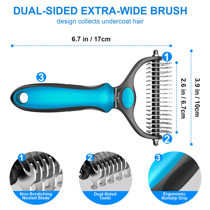 Pet Grooming Brush Dog Grooming Rakes Tool for Mats & Tangles Removing Blue-01 - BeesActive Australia