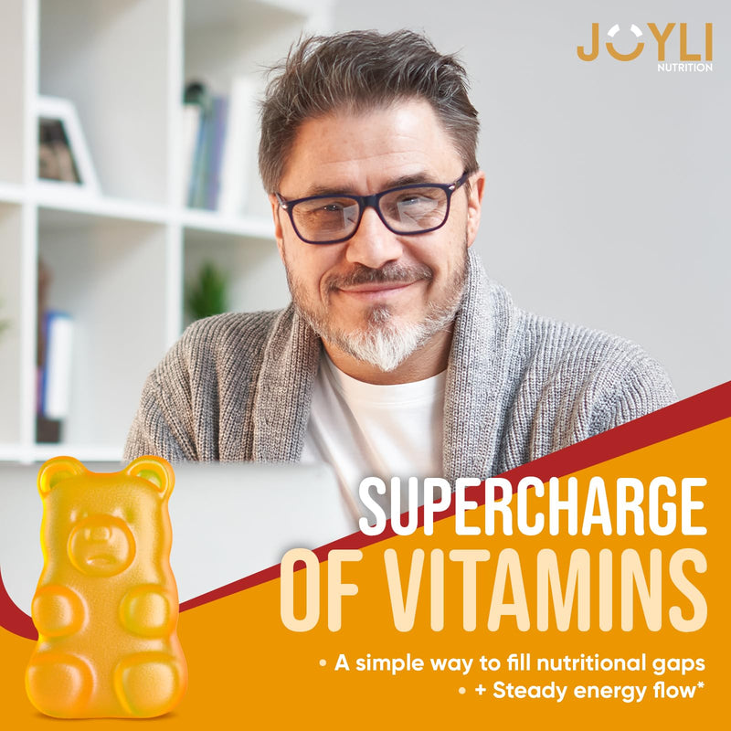 Joyli Superfruit Gummies - Sugar-Free Fruit Multivitamin Gummies for Adults - Natural Gummy Vitamins for Women & Men with Goji, Elderberry, Vitamins A, C, D & E - Supports Immunity, Digestion & Energy 60 Count (Pack of 1)