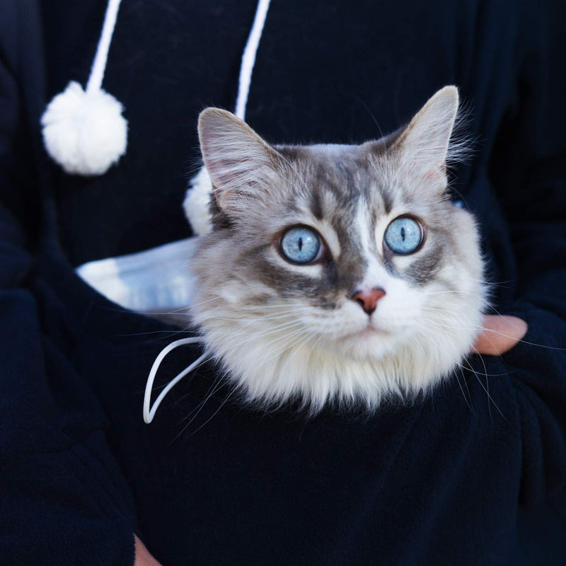 KangaKitty Cat Pouch Hoodie Cat Hoodie with Ears Cat Sweatshirt Small Dog Pouch Hoodie Womens Long Sleeve Sweatshirt Pullover Sweatshirt Kangaroo Hoodie Wearable Cat Carrier (X-Large) X-Large Blue - BeesActive Australia