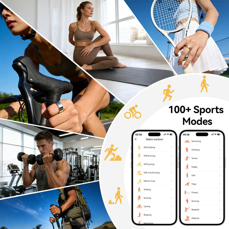Smart Ring Fitness Tracker, Heart Rate Monitor, Sleep Tracker for Women Men Silver 9